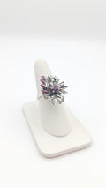 ANILLO DE PLATA PALADIO CON GRANATES Y DIAMANTES