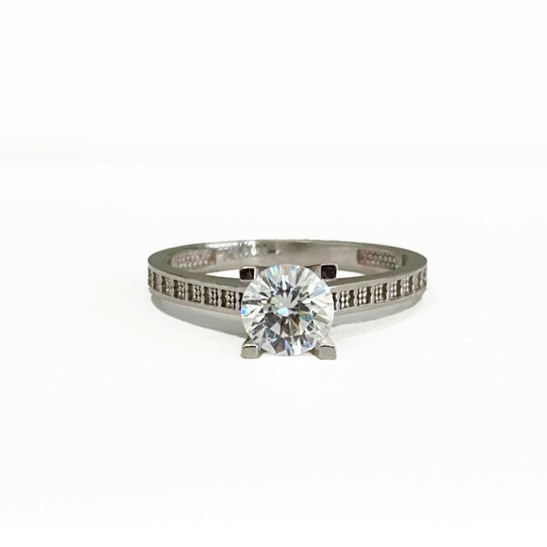 ANILLO TIPO COMPROMISO ZIRCONIA DE ORO BLANCO DE 14K