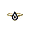 ANILLO CASUAL CON LAGRIMA AZUL Y BLANCO DE ORO DE 10K