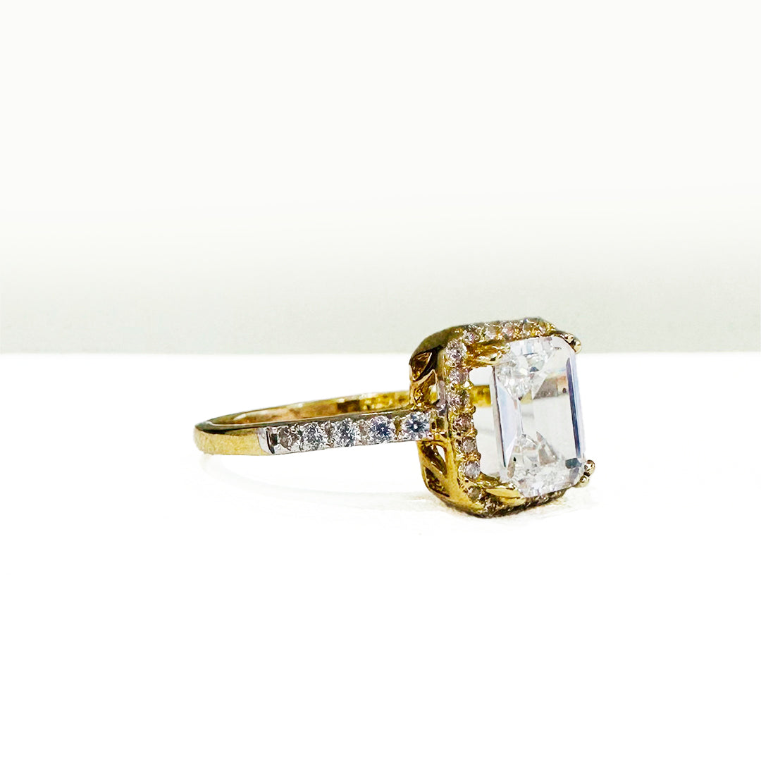 ANILLO TIPO COMPROMISO DE ZIRCONIA DE ORO DE 14K