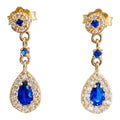 ARETES CON ZIRCONIA AZUL REY DE 10K