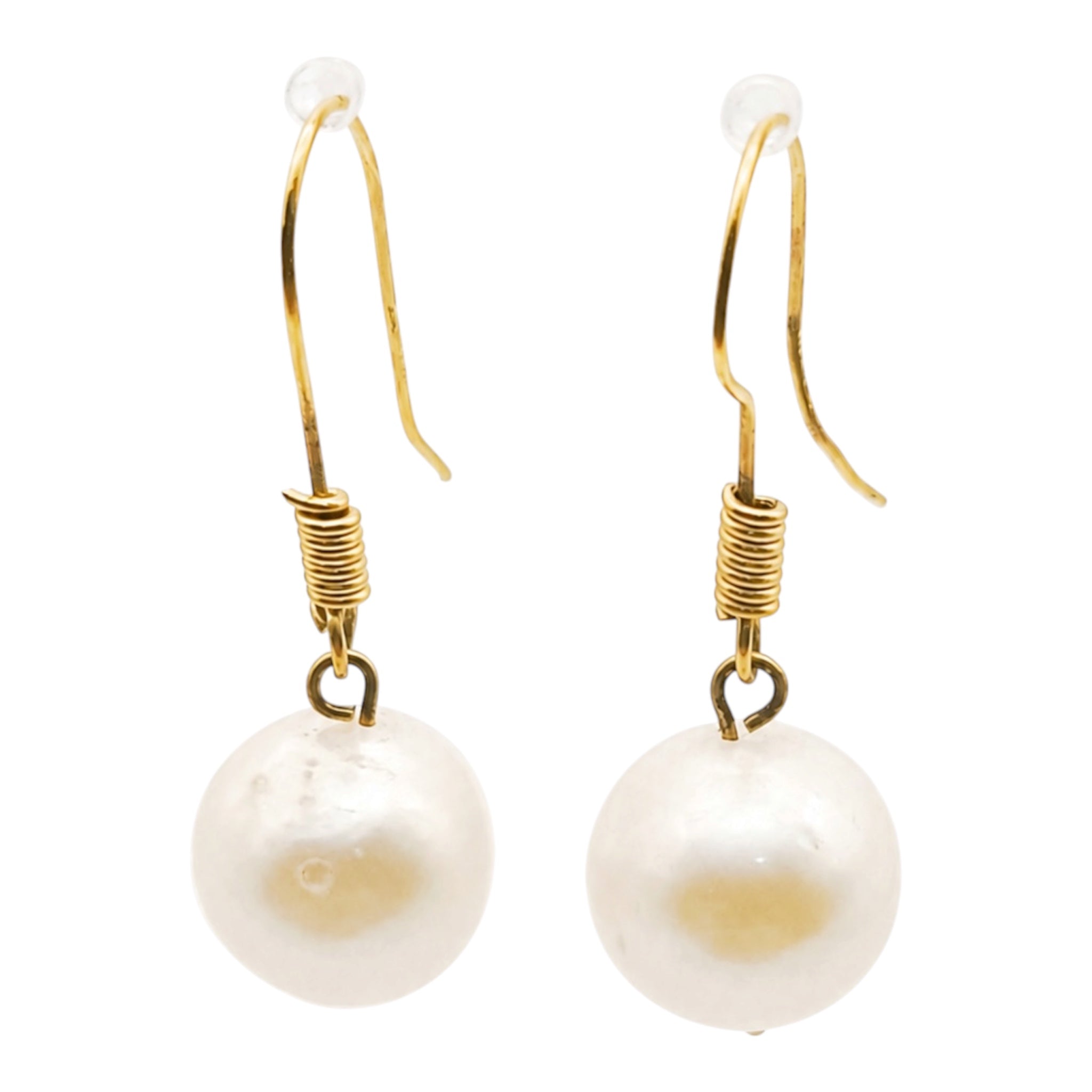 ARETES PENDIENTES CON PERLA DE 10K