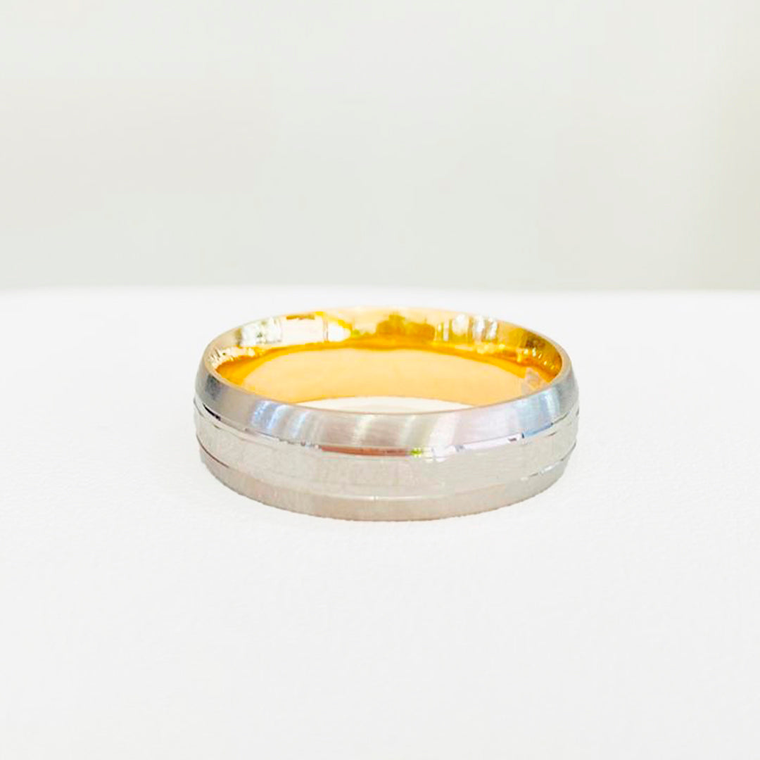 ARGOLLA HUECA DE MATRIMONIO ORO BLANCO Y AMARILLO