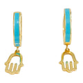 ARRACADAS CON DIJES EN FORMA DE MANO DE 14K