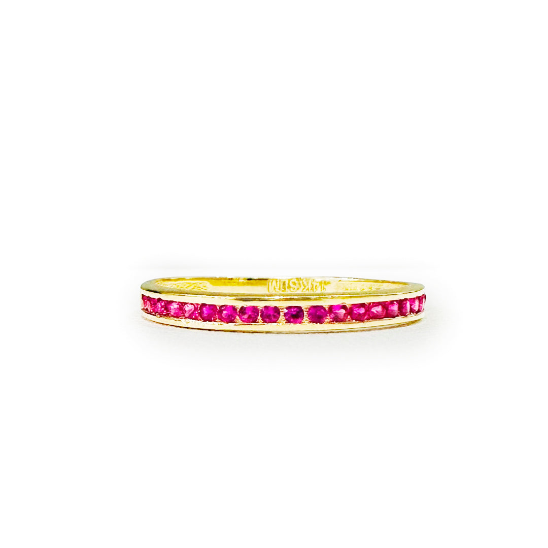 CHURUMBELA DE ZIRCONIAS ROSAS TIPO CHANEL DE ORO DE 14K