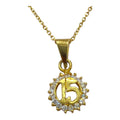 DIJE DE XV REDONDO CON ZIRCONIAS 10K