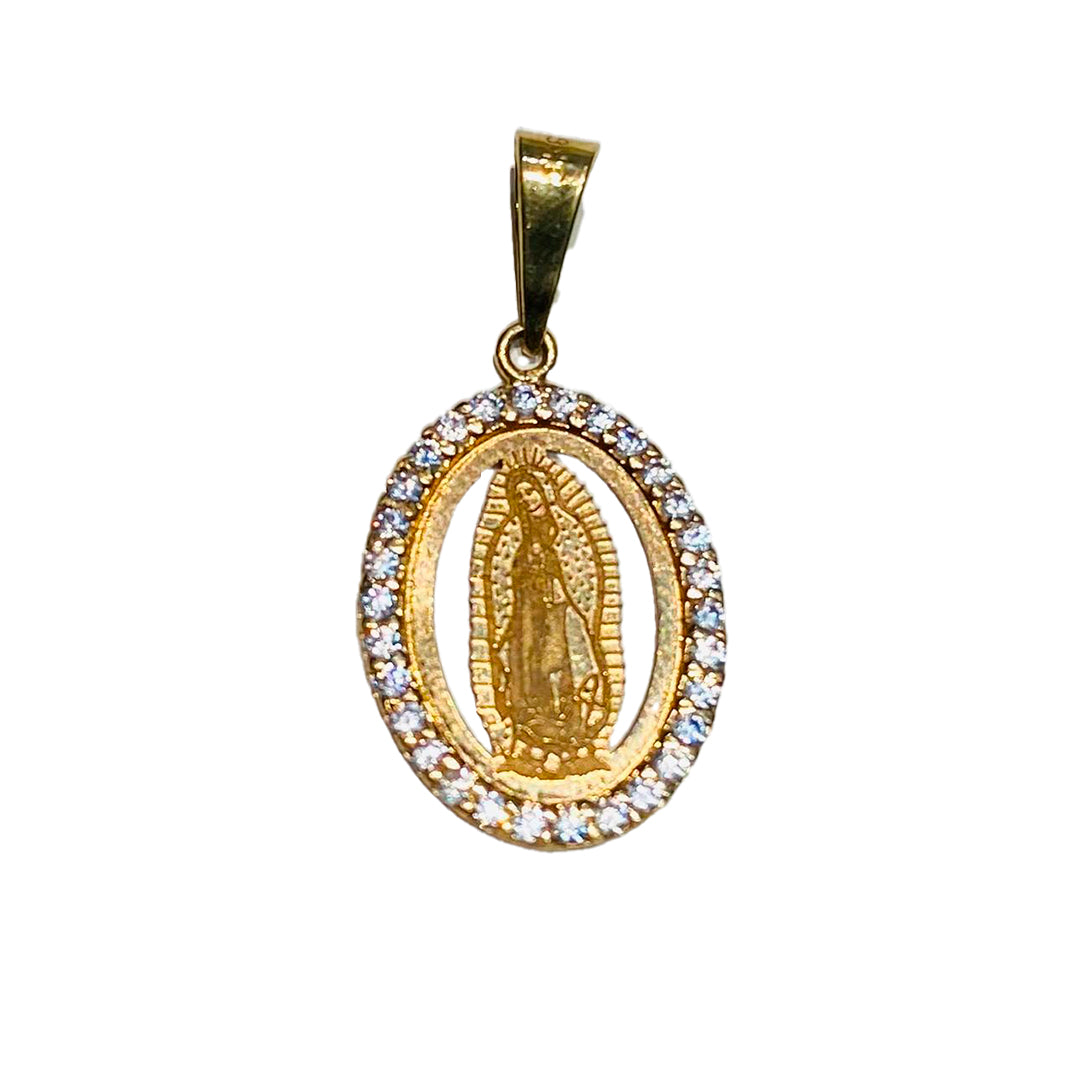DIJE DE VIRGEN CON ORILLA DE ZIRCONIAS