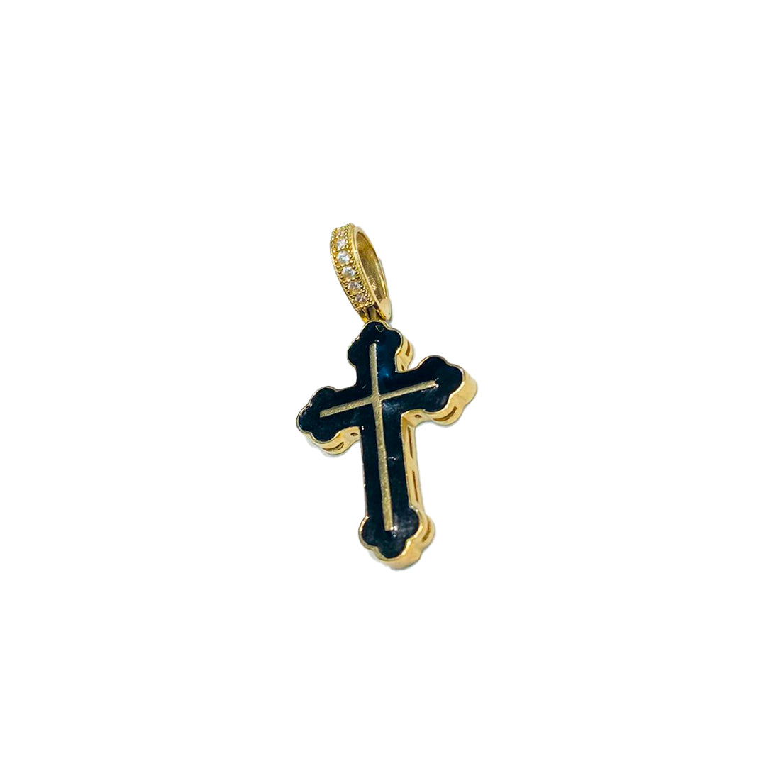 DIJE DE CRUCIFIJO CON ZIRCONIAS DE ORO DE 10K