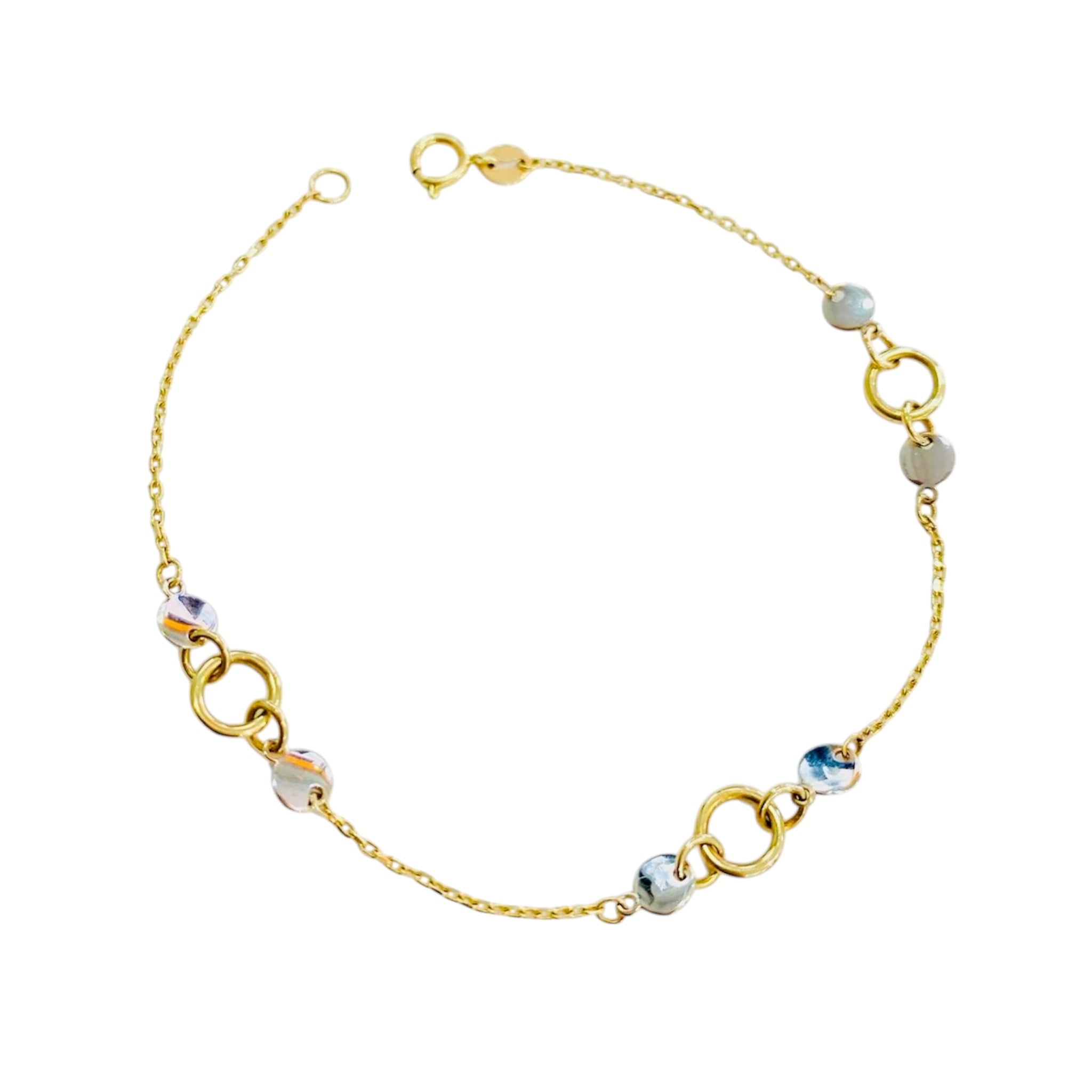 PULSERA ORO AMARILLO Y BLANCO