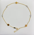 Pulsera corazones oro blanco, oro rosa y oro amarillo 14k