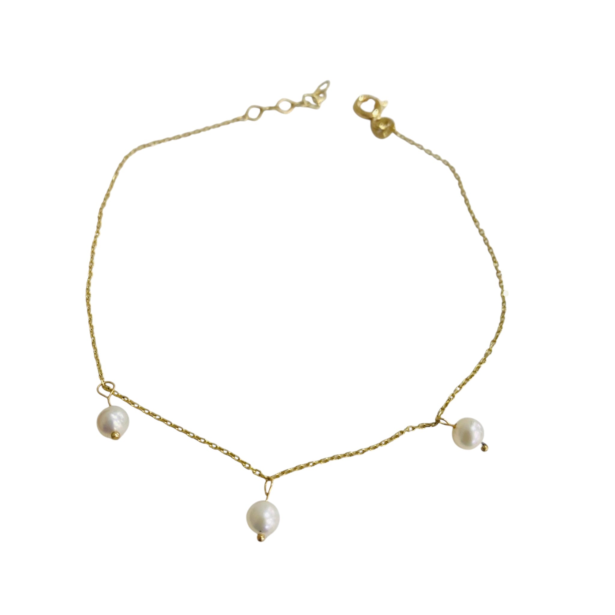 PULSERA ORO AMARILLO 14K CON PERLAS