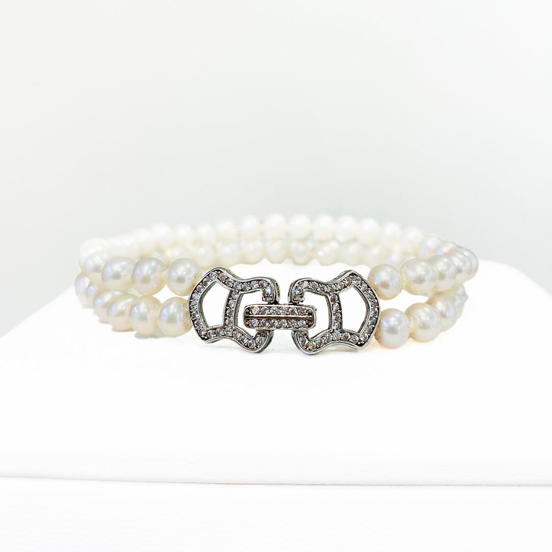 PULSERA DE PLATA CON PERLAS Y ZIRCONIAS