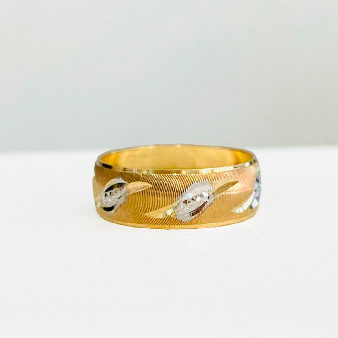 ARGOLLA HUECA DE MATRIMONIO ORO AMARILLO DE 10K CON DETALLES DE 6MM