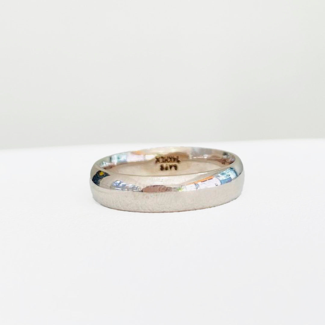 ARGOLLA HUECA DE MATRIMONIO ORO BLANCO DE 14K SENCILLO DE 4MM